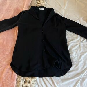 Black Satin Button Up